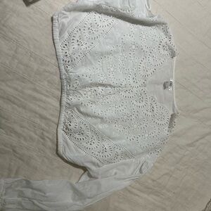 White Eyelet Long Sleeve Top